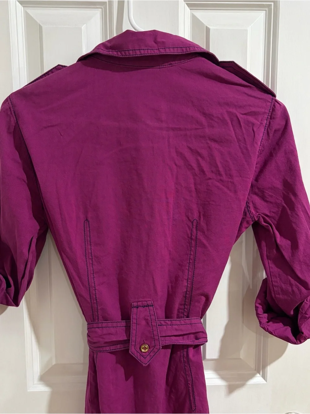 Tory Burch Deep Magenta Shirt Dress with Tie Waist